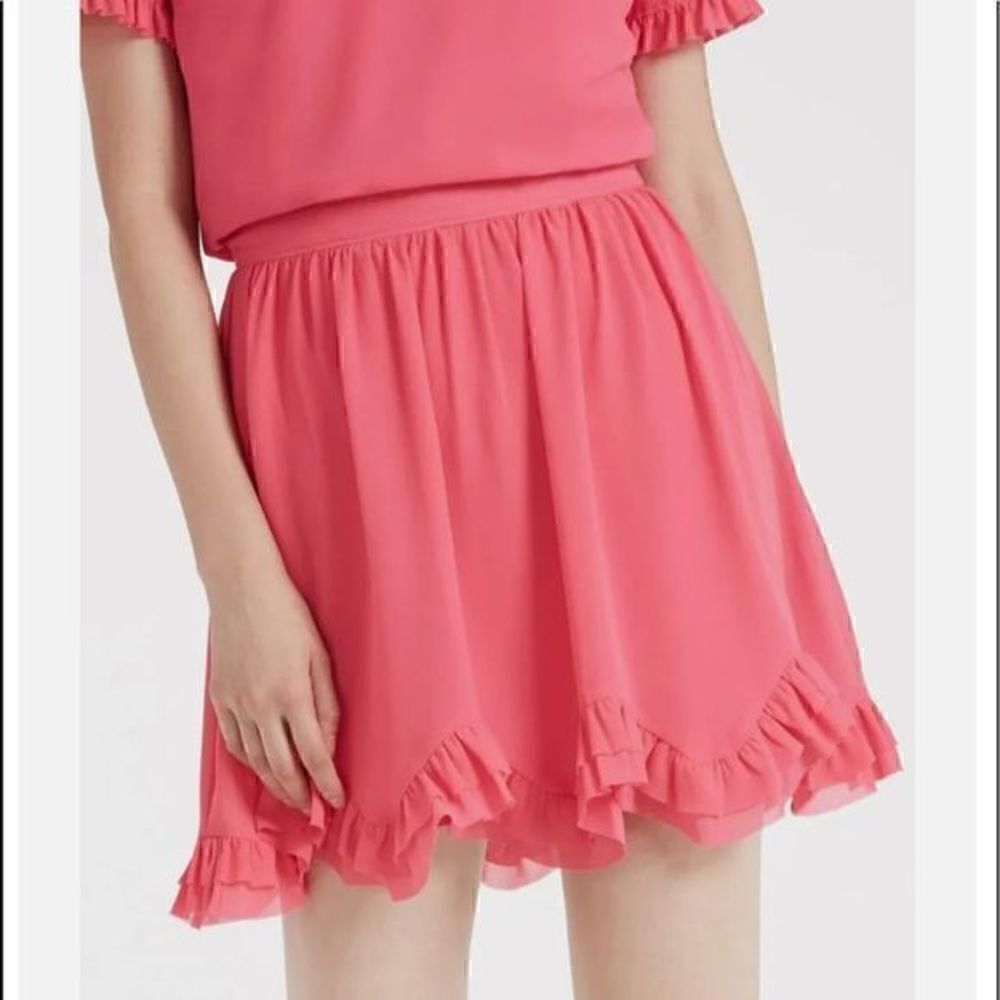 Milly Hot Pink Chiffon Ruffle Hem Mini Skirt Large - Picture 7 of 7